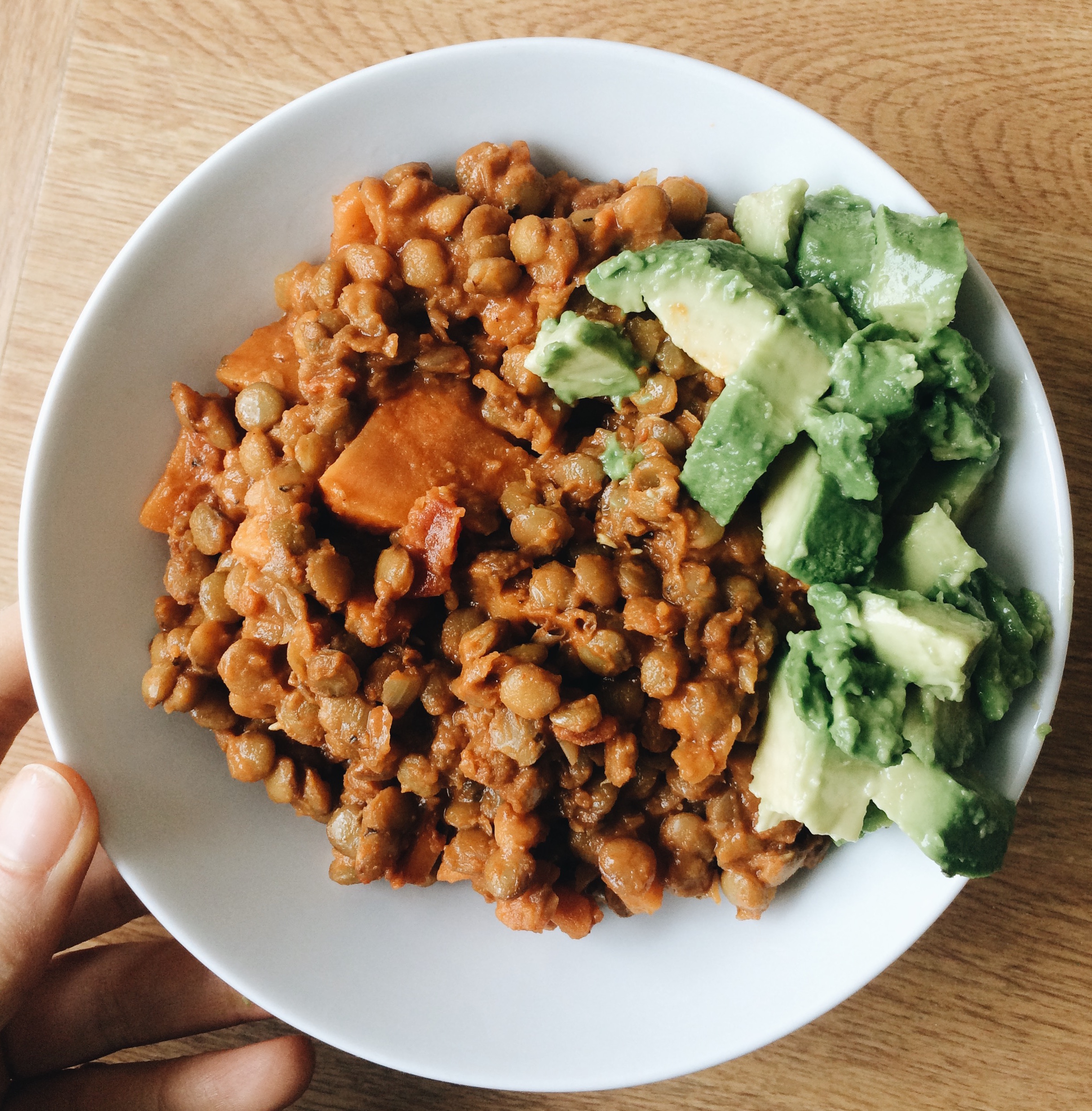 lentil stew avocado